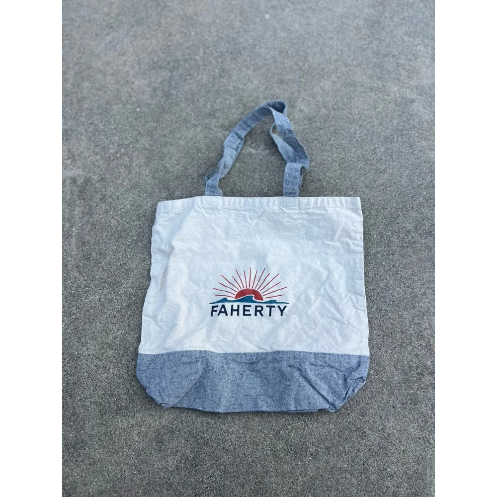 Faherty Women's Canvas Tote Bag Small Sized 14.5x16 Shoulder Strap Cotton